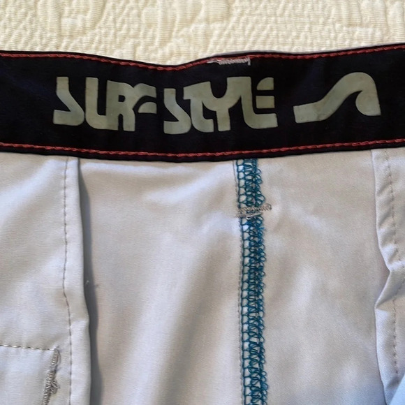 Surf Style Men’s Shorts Gray 36 Polyester Spandex Zip Fly Snap Pocket Back - Picture 2 of 7